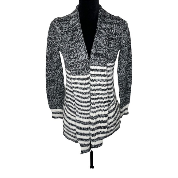 Jason Maxwell Striped Open Front Cardigan Pockets - Picture 2 of 9